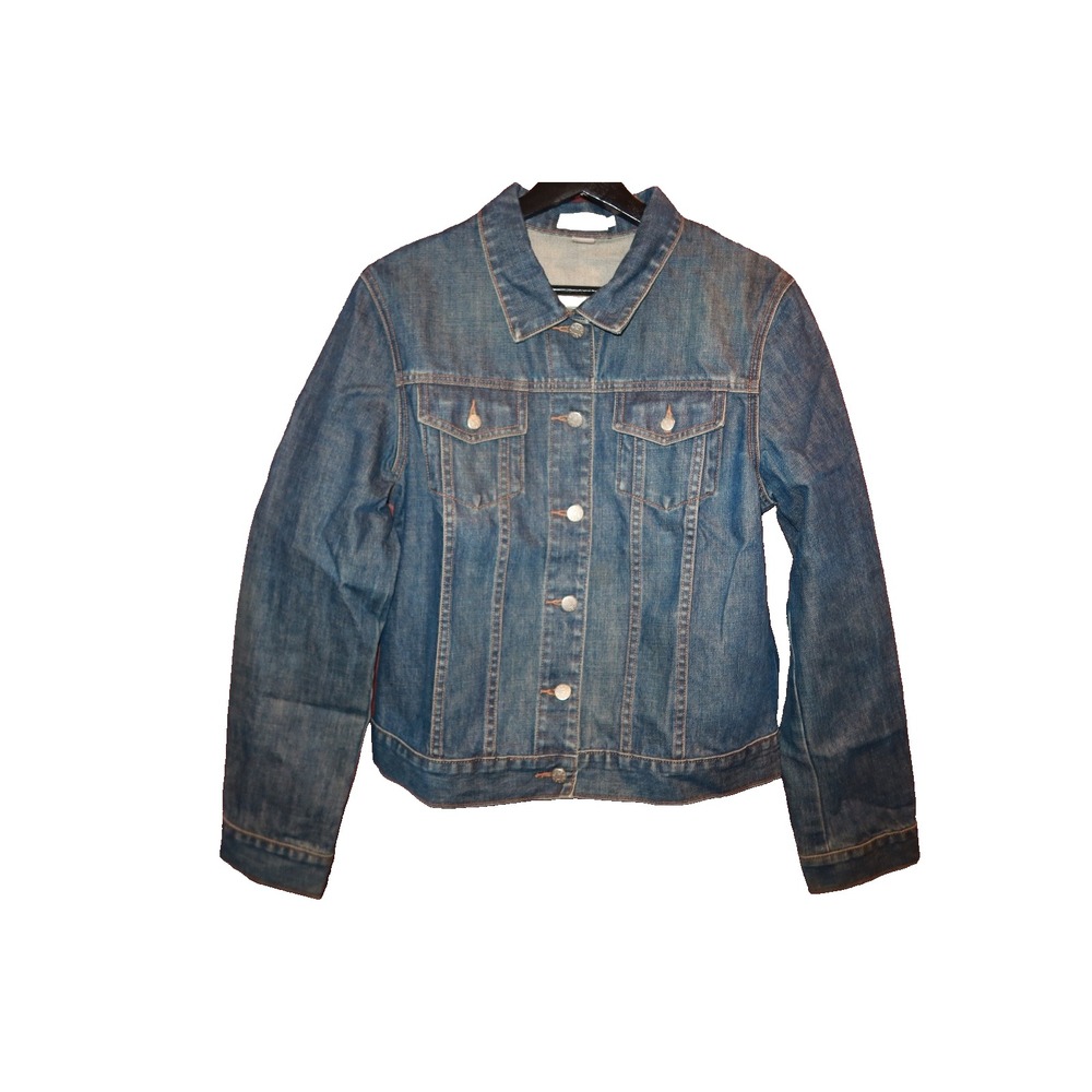 J.Crew Women's Large Denim Jean Jacket Medium Wash Classic Trucker Button Front